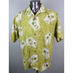 Mens Tommy Bahama Shirt‎ Hawaiian Button Front Paisley Floral Green Size L Silk
